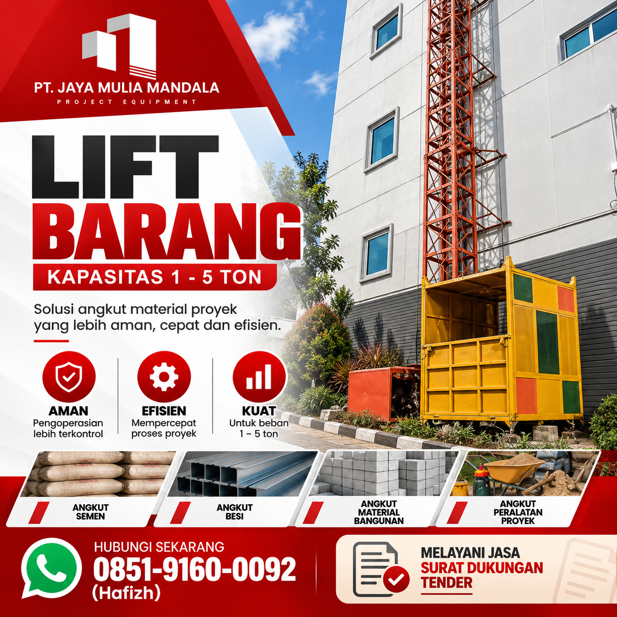 Sewa Lift Barang PT. JMM