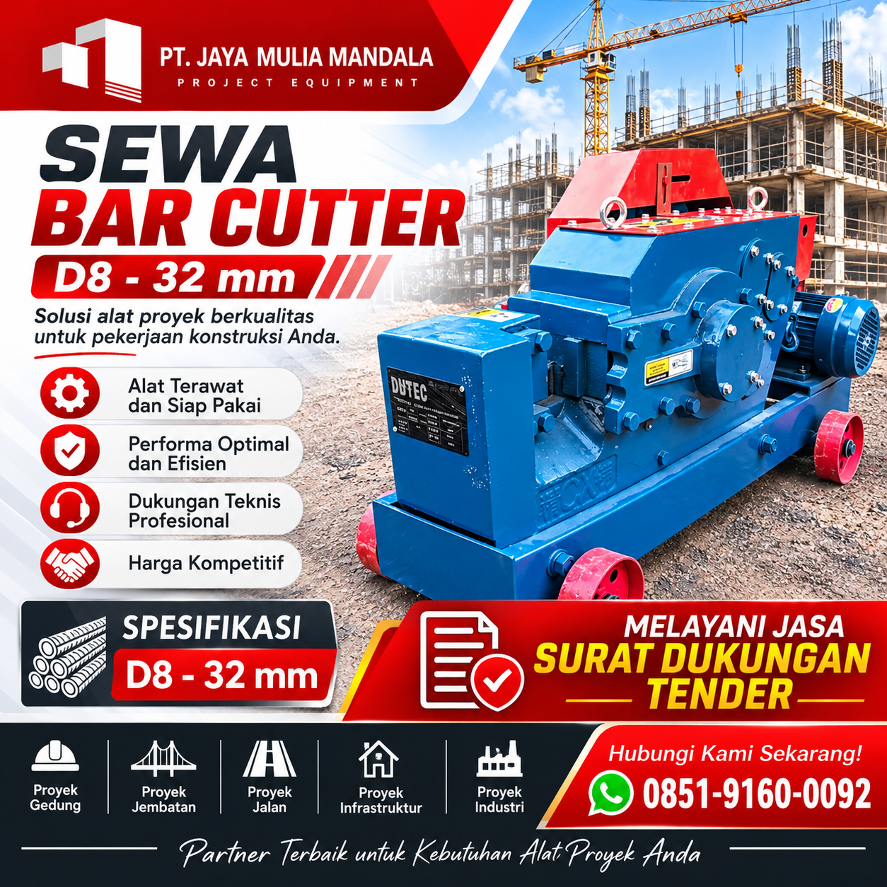 Sewa Bar Cutter Surabaya PT. JMM